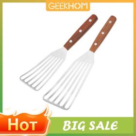 Fish Spatula Turner 2 Pack, Stainless Steel Spatulas with Wood Handle Non Scratch Flexible Spatula for Nonstick Cookware Cooking, Pancake, Egg, F