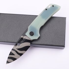 Handle Folding Utility Knife, Tiger Stripe PocketKnife, Boxed Folding Pocket Knife For Everyday Carry, UtilityKnife With Pocket Clip (Option: Blue)