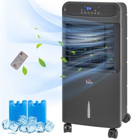 3-In-1 Ice Cooling Fan, Mobile Evaporative Air Cooler with Remote, Timer, Oscillating for Home Office, Bedroom, Black (Option: Black-430x383x830 mm)