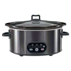 6/8 Quart Slow Cooker with 3 Cooking Settings, Non-Stick Ceramic Inner Pot, Dishwasher-Safe Lid, Multi-Functional Slow Cooker for Soups, Stews, R (Option: black-6L)