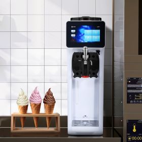 Commercial Ice Cream Machine, 10.6 QT/H Yield, 1000W Single Flavor Countertop Soft Serve Ice Cream Maker, 4L Hopper 1.6L Cylinder, Touch Screen A (Option: White)