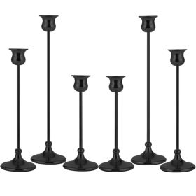 Taper Candle Holder Tall Vintage Metal Candlestick Holders Candle Stick Candelabra For Halloween Thanksgiving Christmas Holiday Wedding Matt Blac (Option: Black)