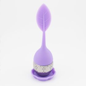 1pc/7pcs Tea Infuser Silicone Handle Stainless Steel Strainer Drip Tray Included - Loose Tea Steeper - Best Tea Infuser For Loose Leaf Or Herbal (Color: 1 Pack Purple)