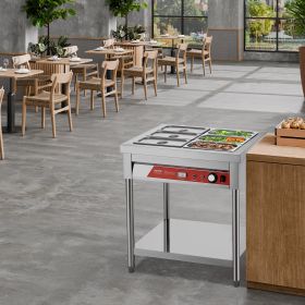 6 X 1/3 Pans Commercial Food Warmer Electric Steam Table With Undershelf (Option: Silver)