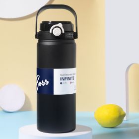 316 Stainless Steel Insulated Mug For Men And Women With Straw, Dual Purpose Drinking Cup, Large Capacity Portable Thermos (Color: Black)